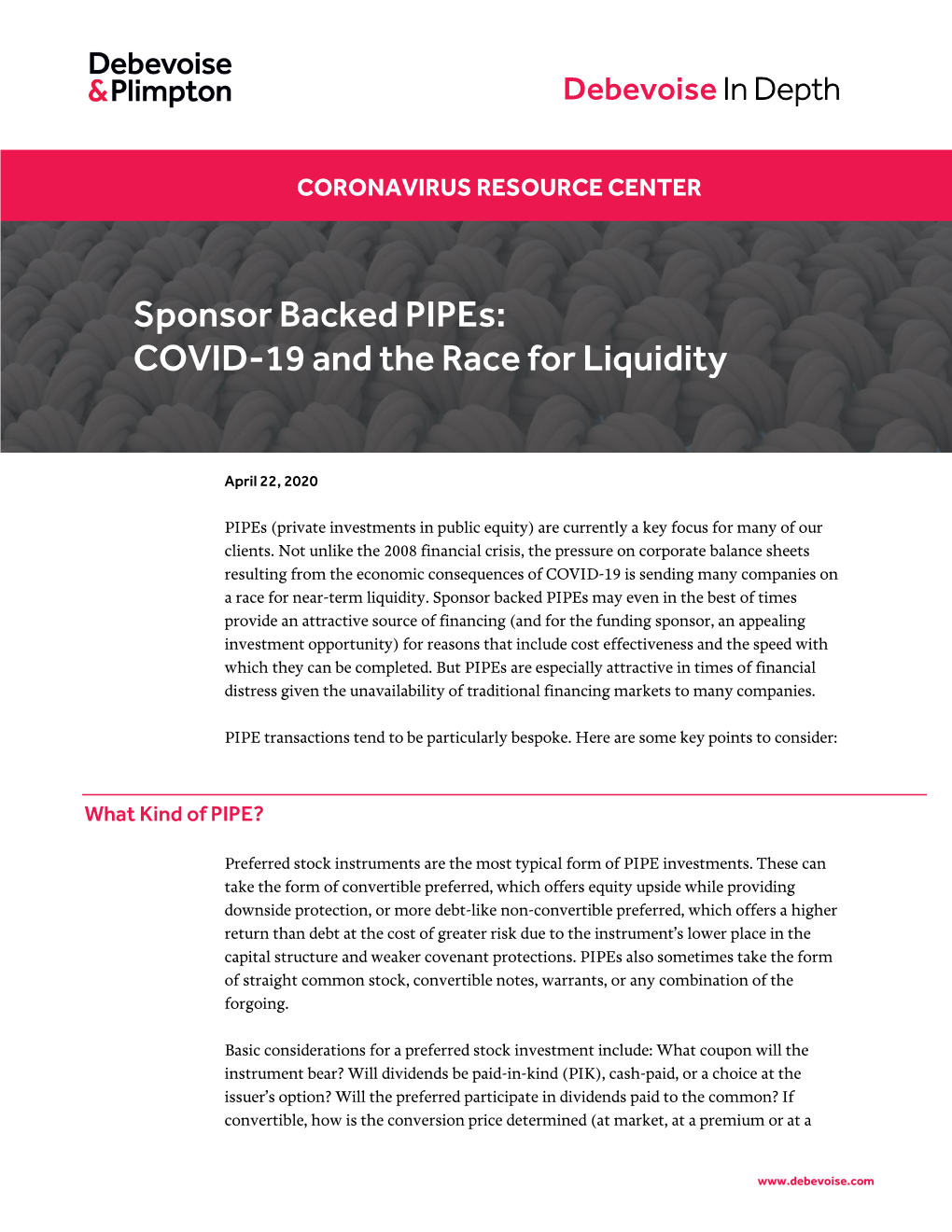 Sponsor Backed Pipes: COVID-19 and the Race for Liquidity