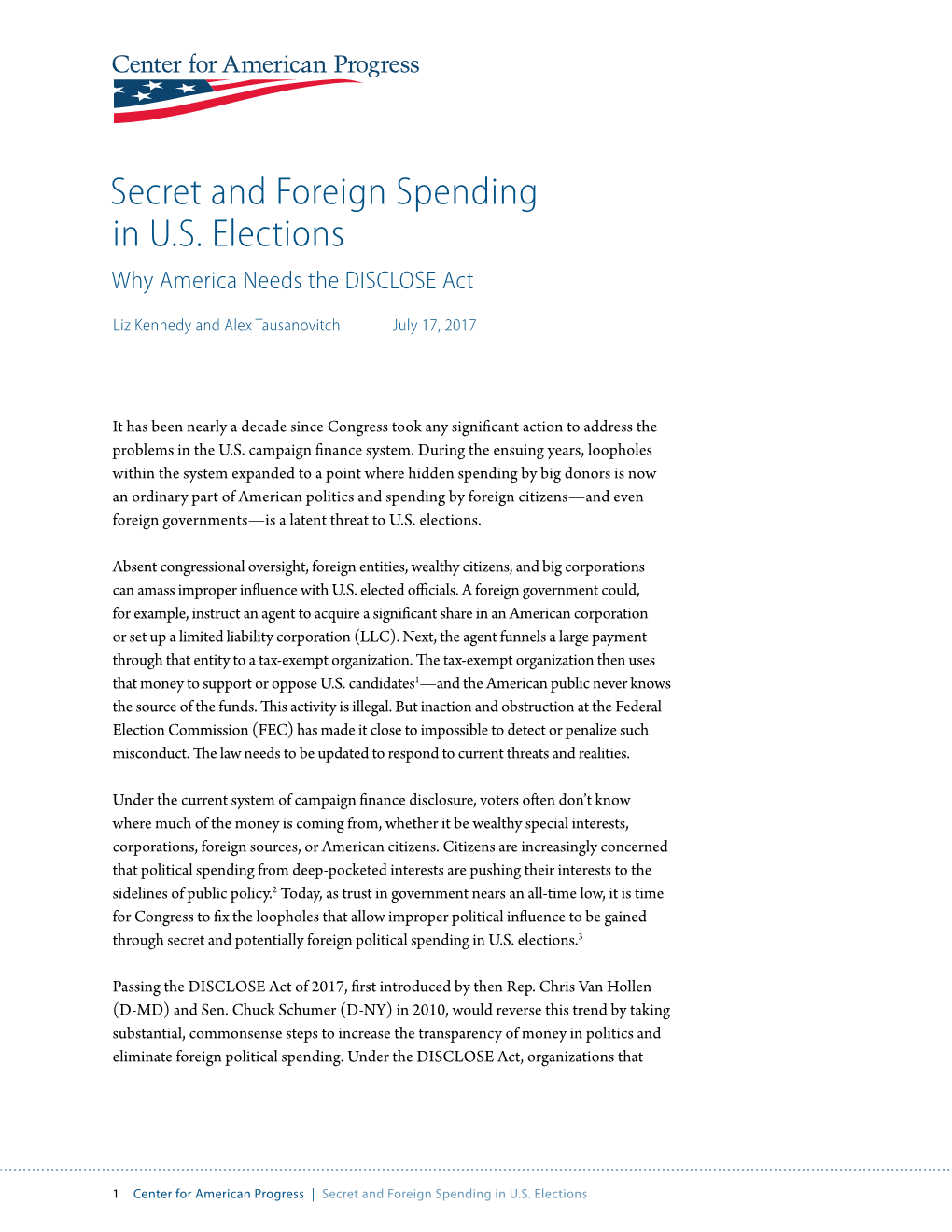 Secret and Foreign Spending in US Elections