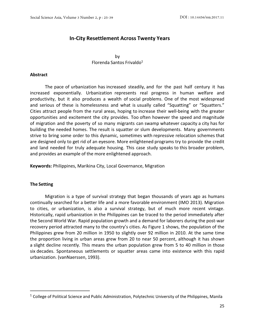 In-City Resettlement Across Twenty Years