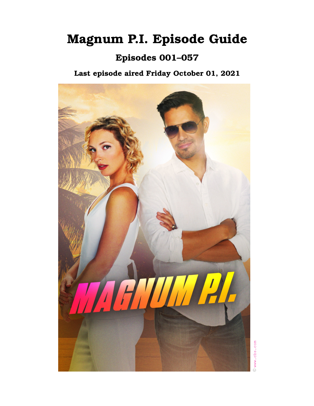 Magnum P.I. Episode Guide Episodes 001–057