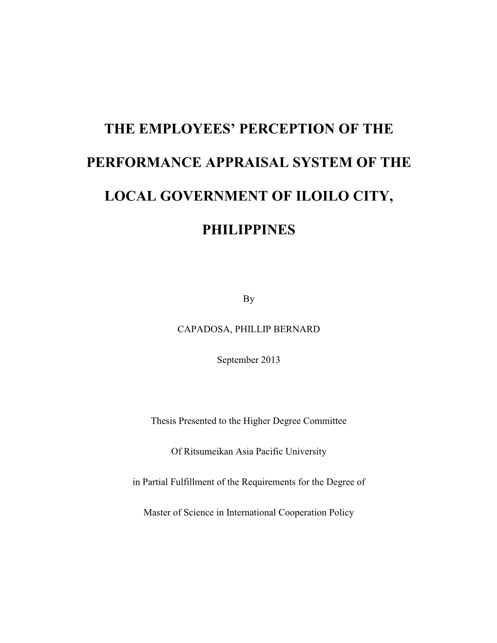 The Employees' Perception of the Performance Appraisal