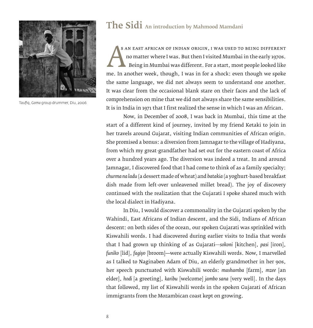 The Sidi an Introduction by Mahmood Mamdani As an East African Of