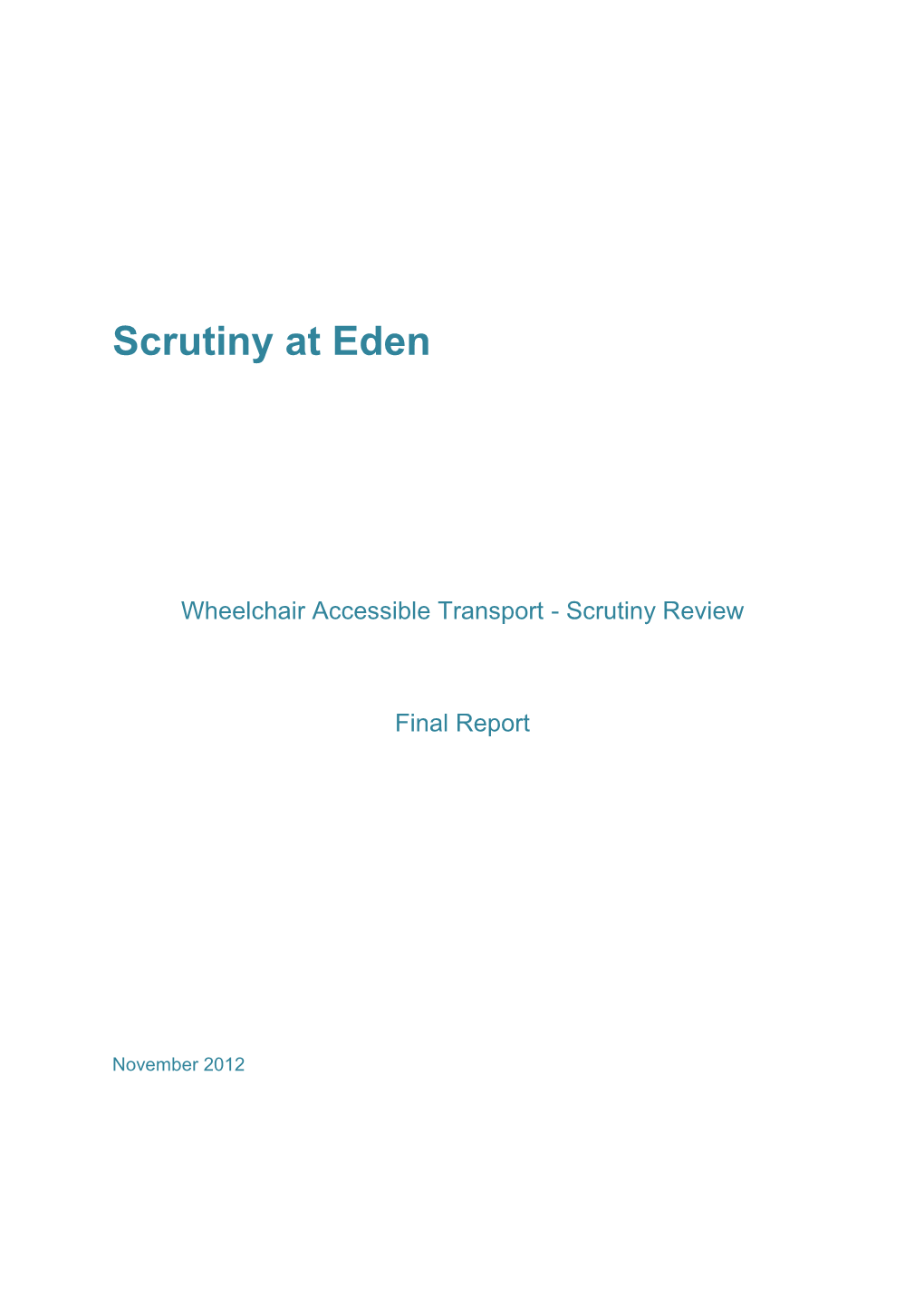 Wheelchair Accessible Transport - Scrutiny Review