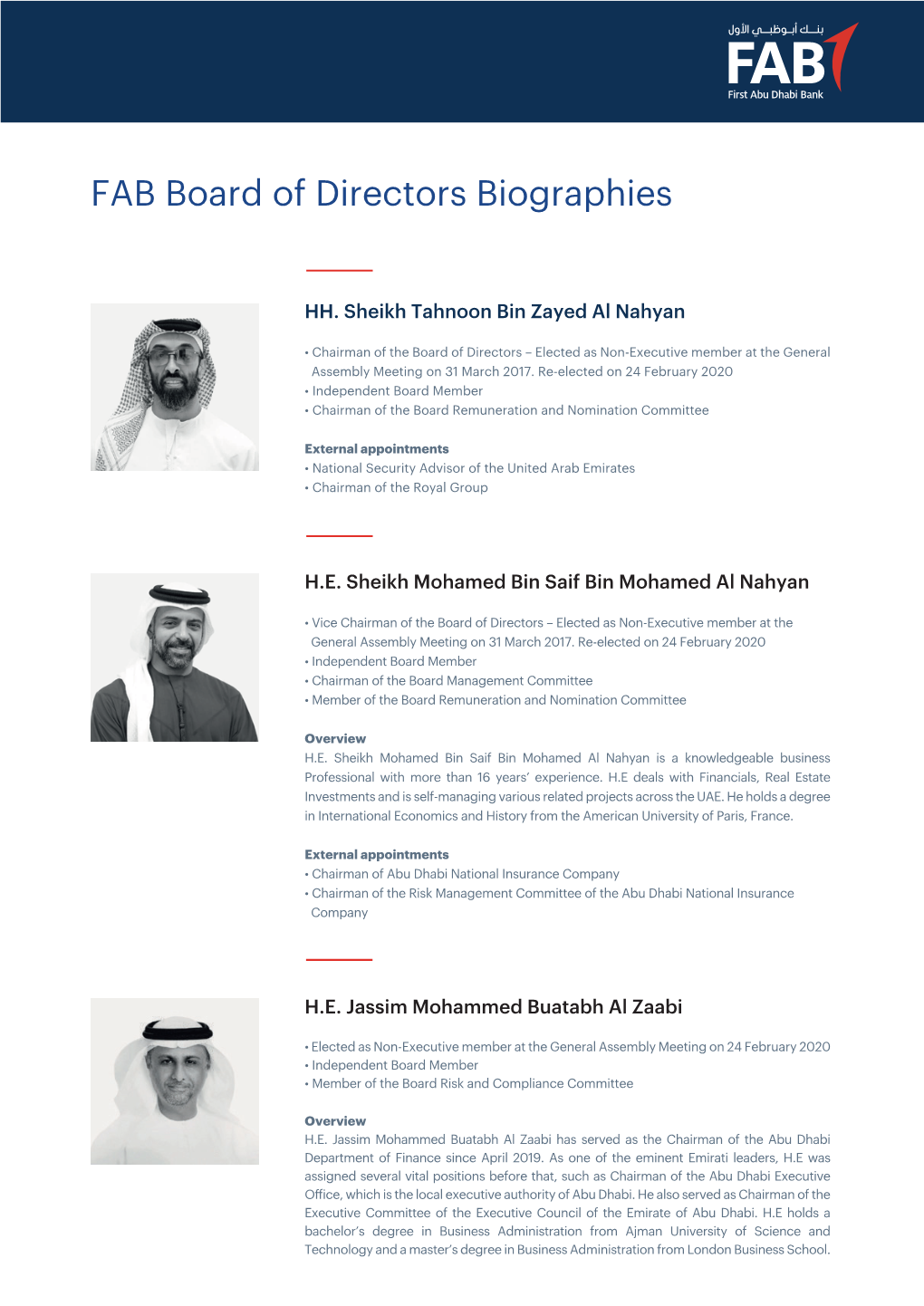 FAB Board of Directors Biographies