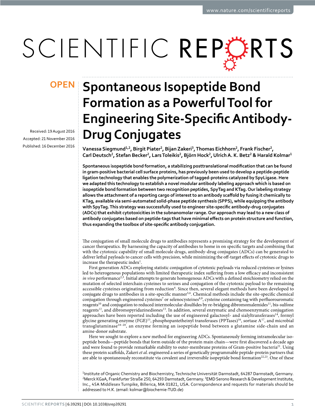 Spontaneous Isopeptide Bond Formation As a Powerful Tool For