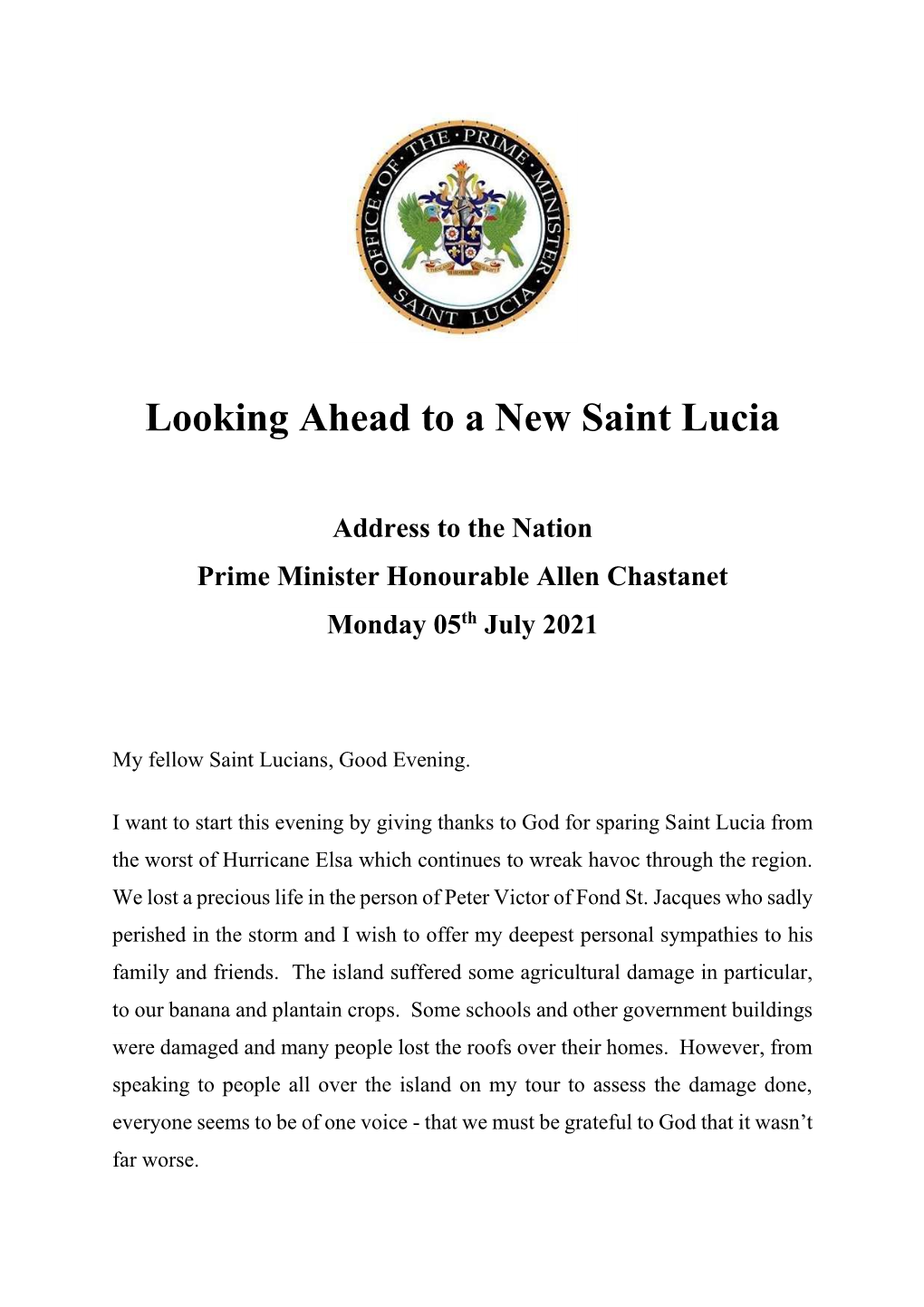 Looking Ahead to a New Saint Lucia