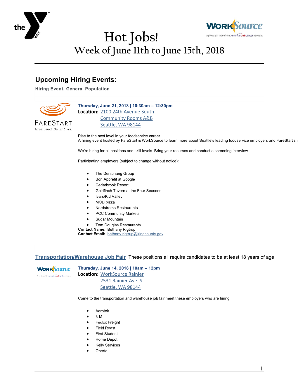 Hot Jobs! Week of June 11Th to June 15Th, 2018
