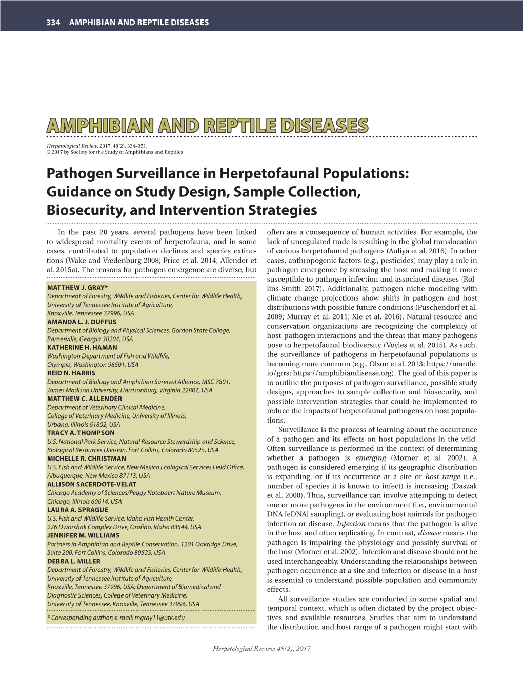 Amphibian and Reptile Diseases