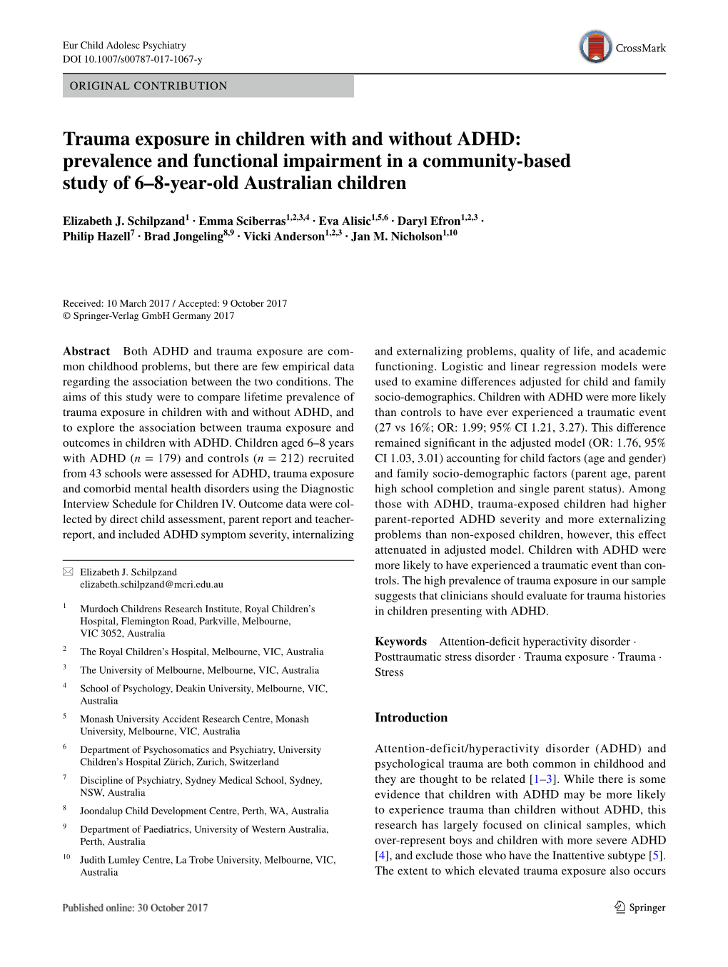 Trauma Exposure in Children with and Without ADHD: Prevalence and Functional Impairment in a Community-Based Study of 6–8-Year