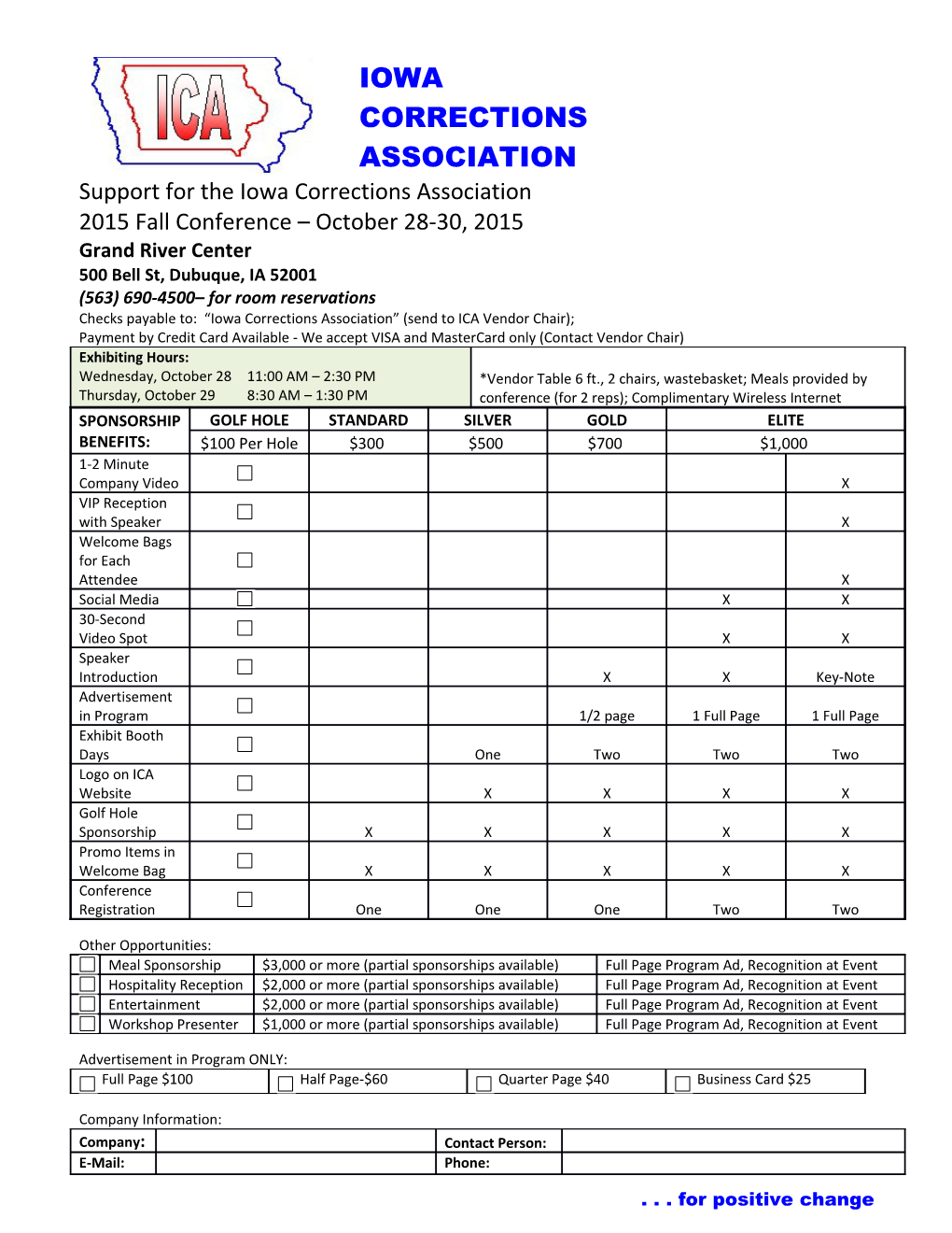 Support for the Iowa Corrections Association