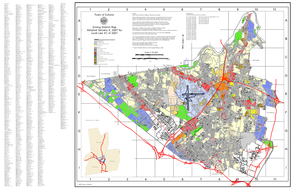 Town of Colonie Zoning Map with Index