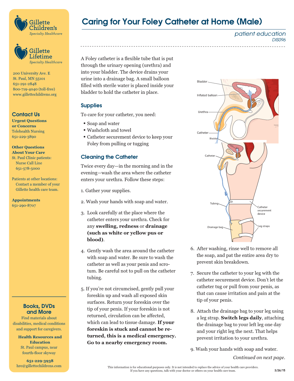 Caring for Your Foley Catheter at Home (Male) Patient Education DIS096