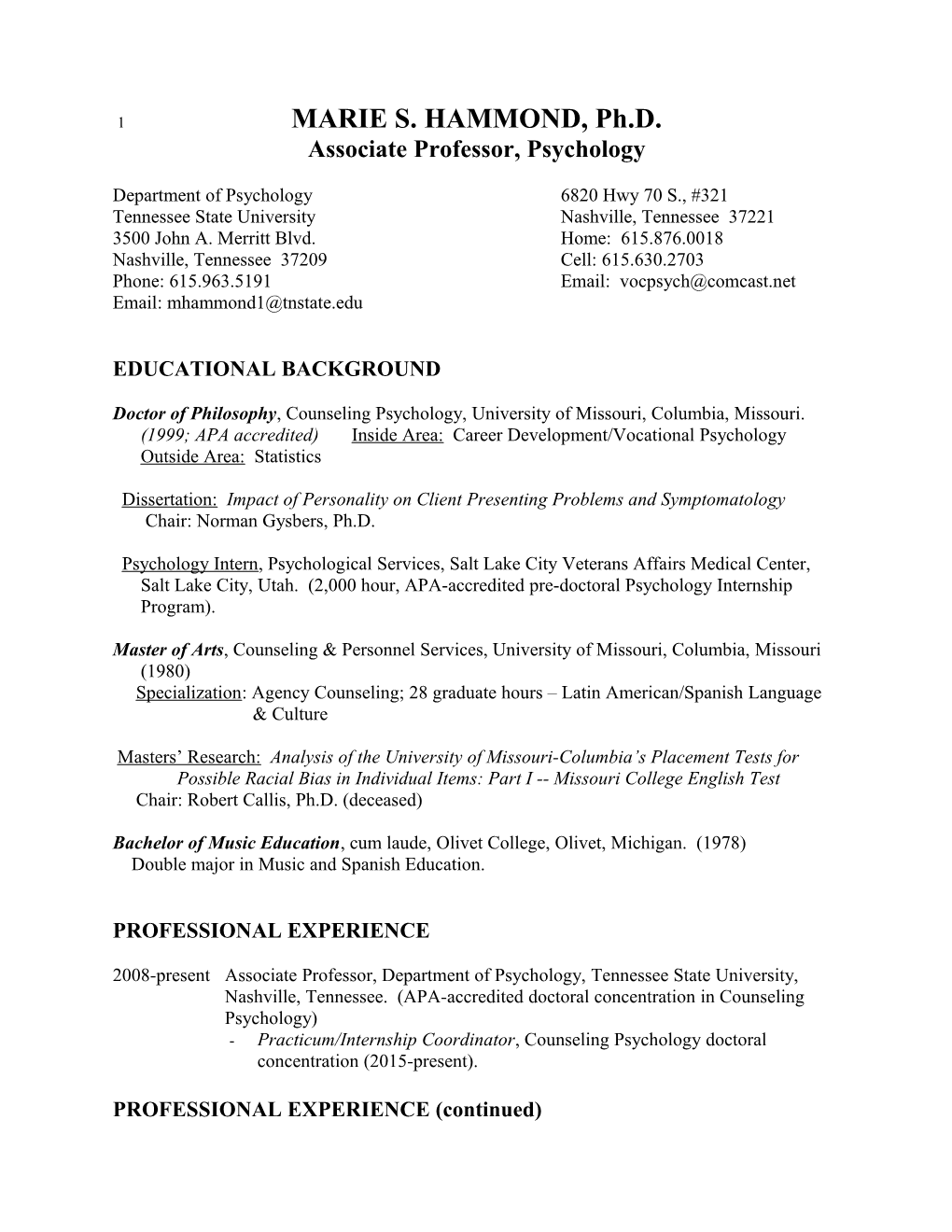 Associate Professor, Psychology