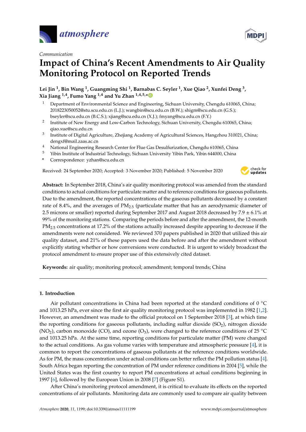 Impact of China's Recent Amendments to Air Quality