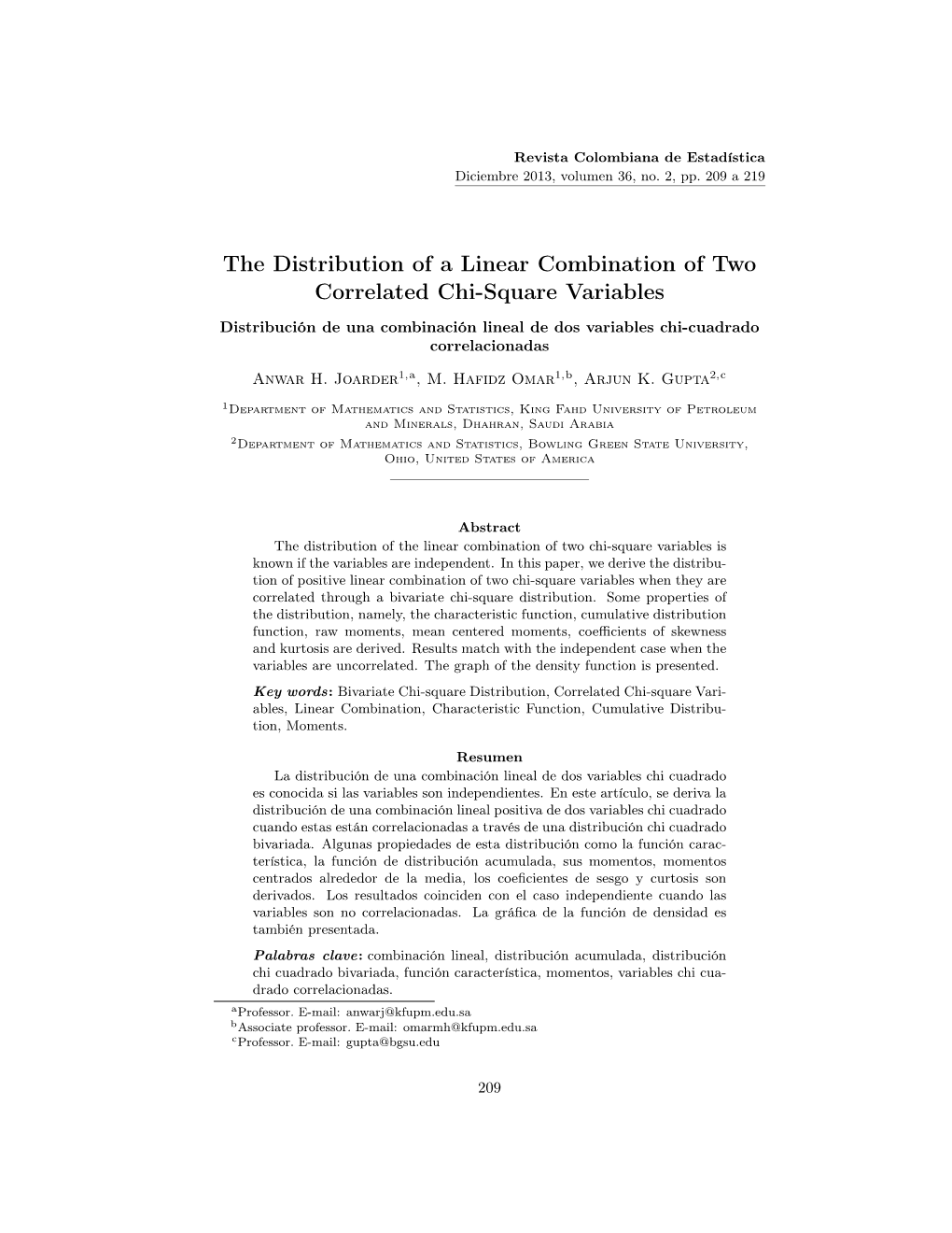 The Distribution of a Linear Combination of Two Correlated Chi-Square Variables