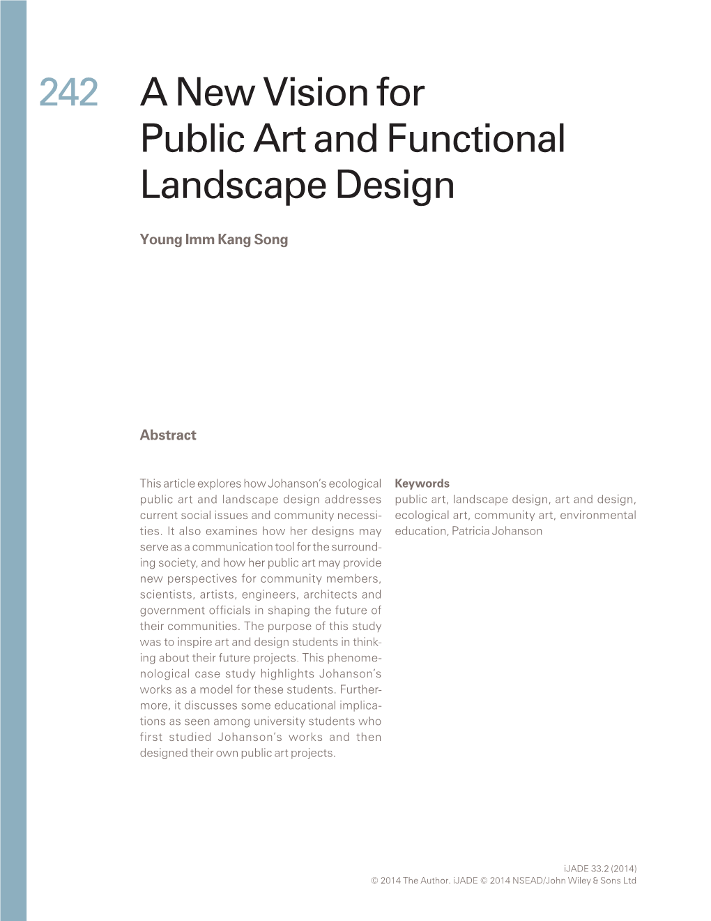 A New Vision for Public Art and Functional Landscape Design