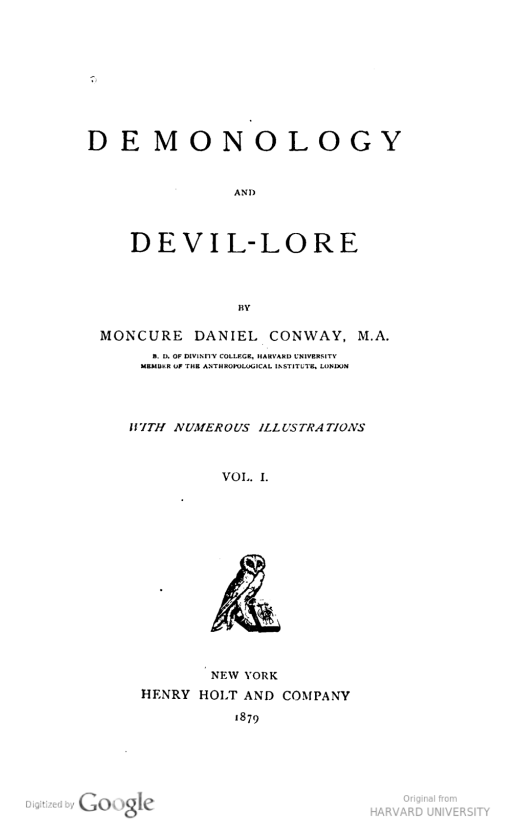 Demonology and Devil-Lore / by Moncure Daniel Conway