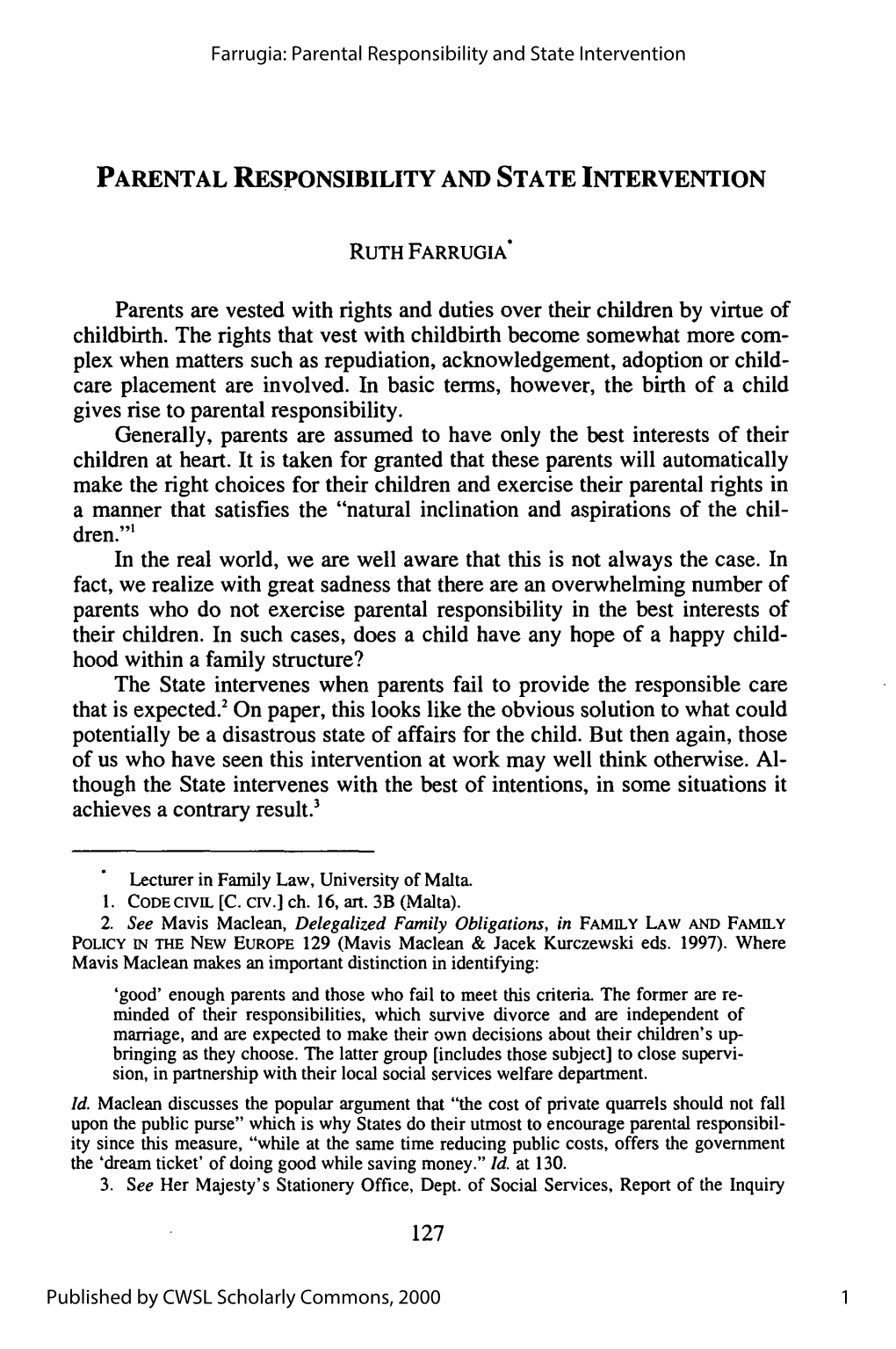 Parental Responsibility and State Intervention