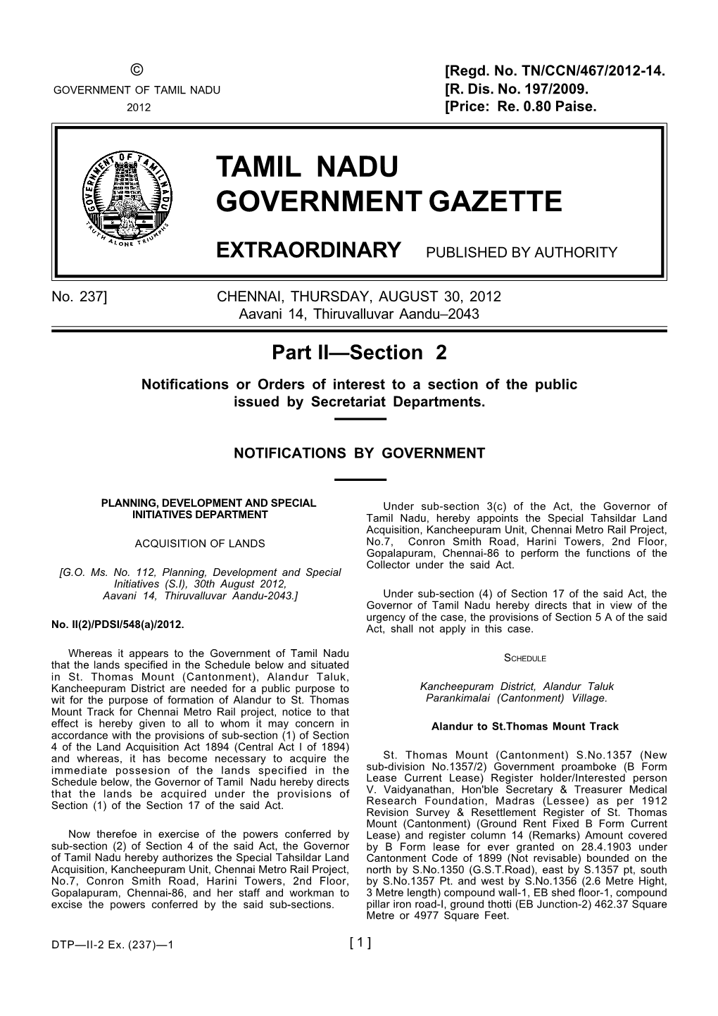 Tamil Nadu Government Gazette