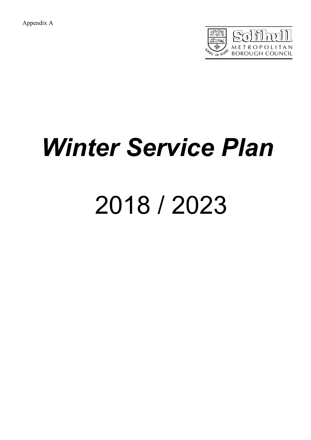 Winter Service Plan 2018 / 2023
