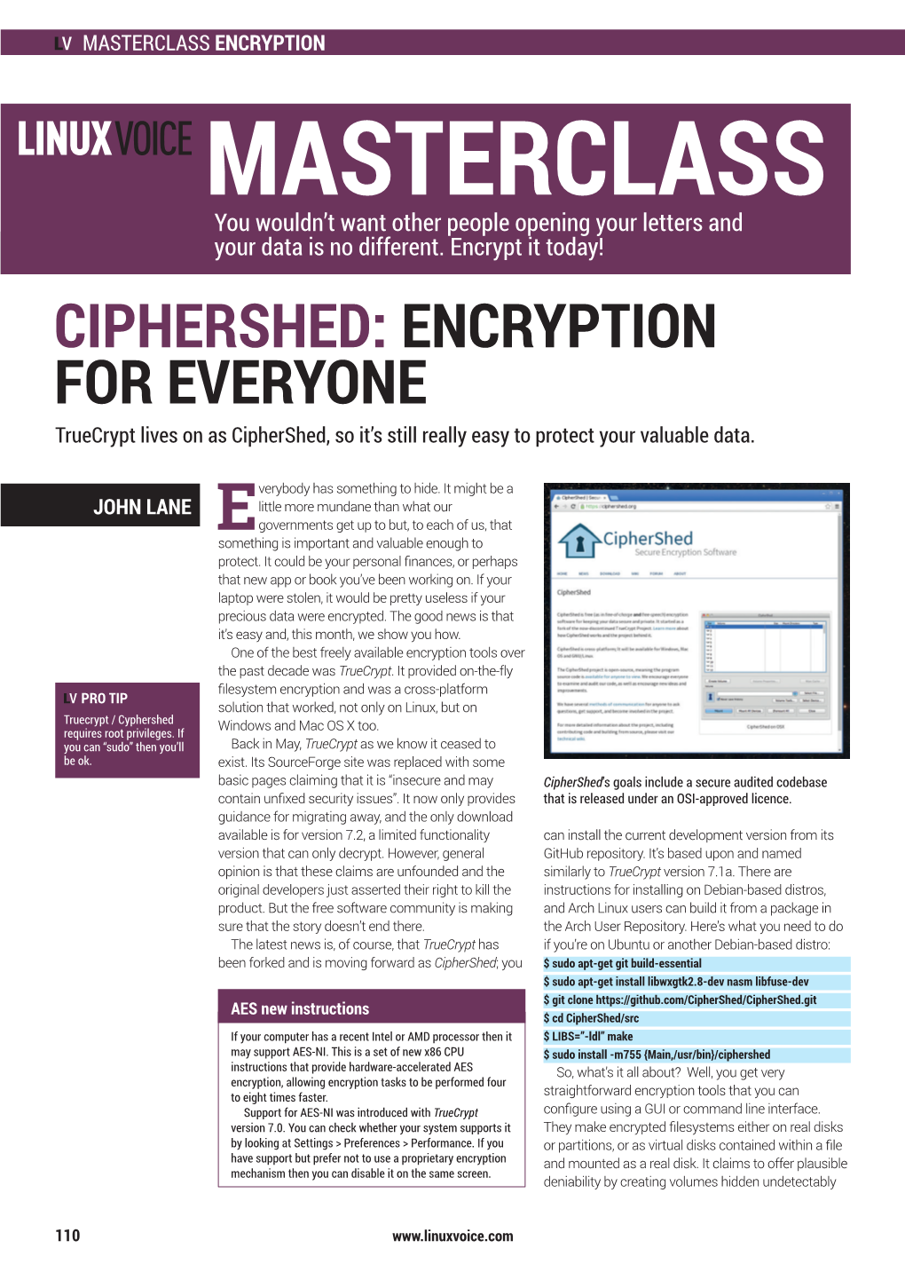 MASTERCLASS ENCRYPTION MASTERCLASS You Wouldn’T Want Other People Opening Your Letters and BEN EVERARD Your Data Is No Different