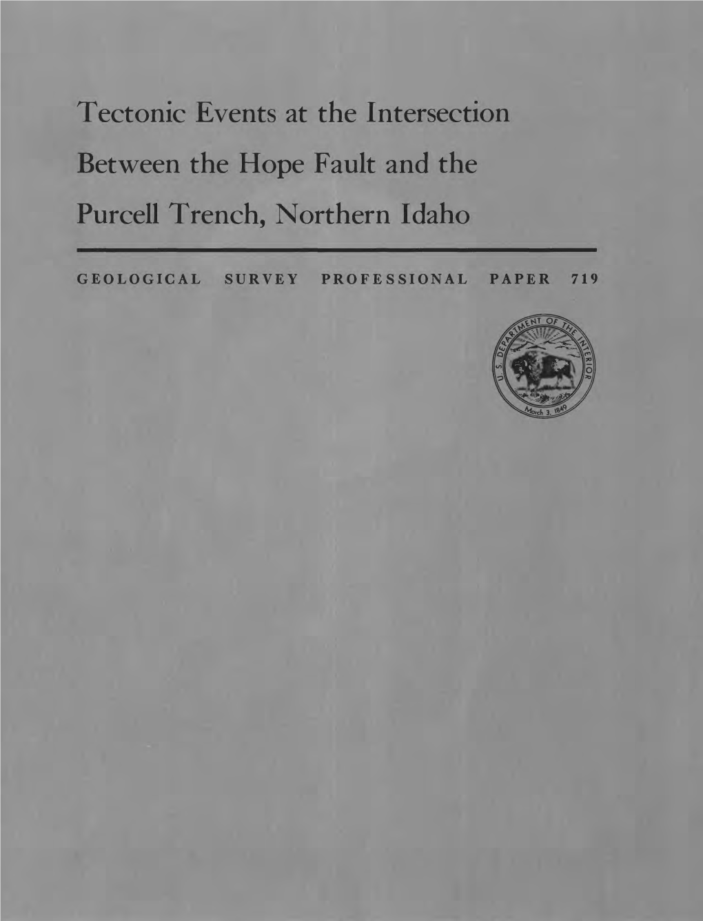 Tectonic Events at the Intersection Between the Hope Fault and the Purcell Trench, Northern Idaho