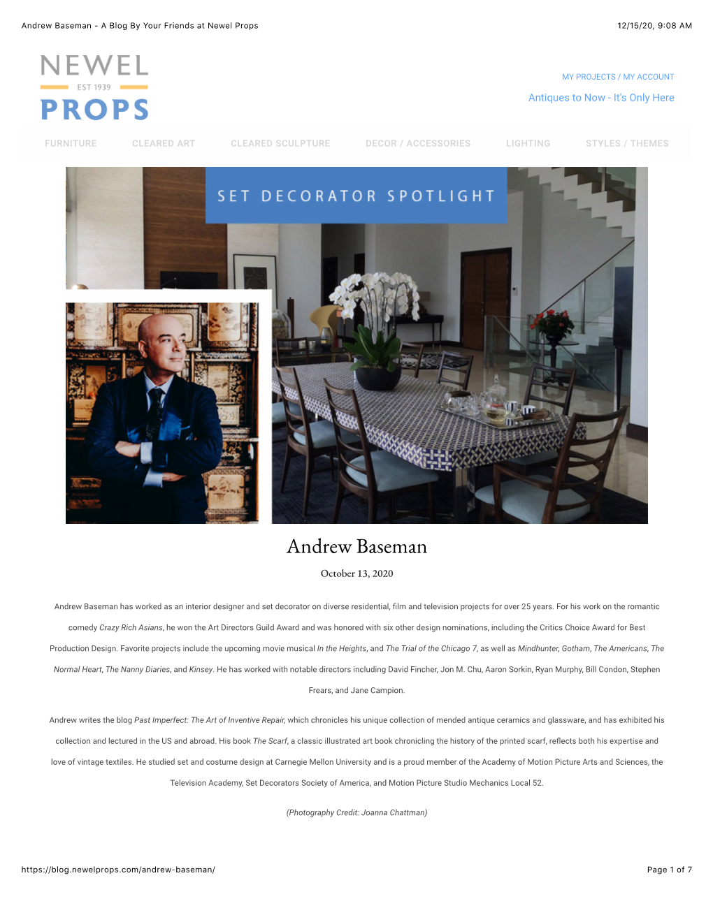 Andrew Baseman - a Blog by Your Friends at Newel Props 12/15/20, 9:08 AM