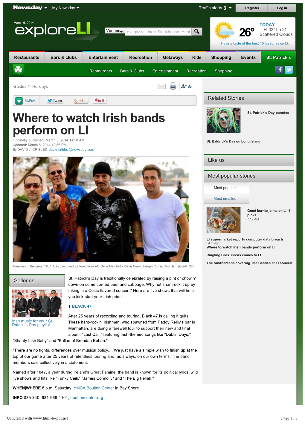 Where to Watch Irish Bands Perform on LI