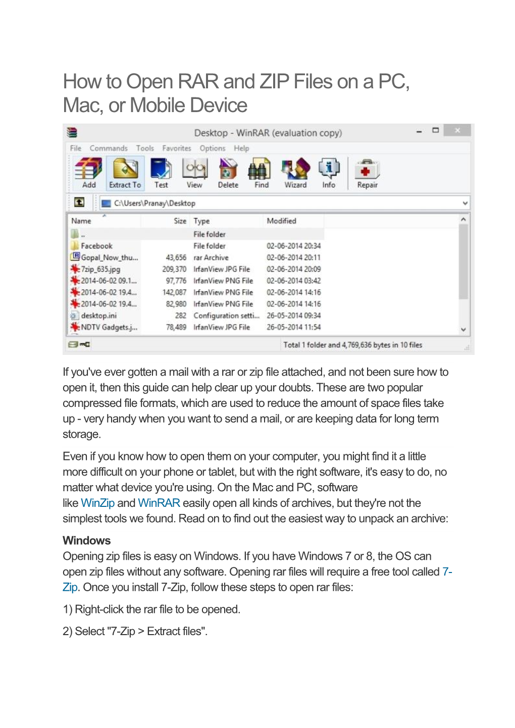 How to Open RAR and ZIP Files on a PC, Mac, Or Mobile Device