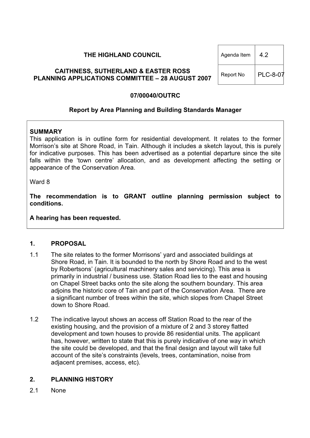 THE HIGHLAND COUNCIL Agenda Item 4.2