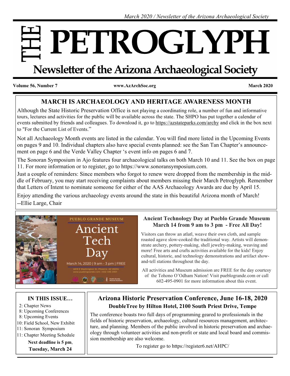 PETROGLYPH Newsletter of the Arizona Archaeological Society