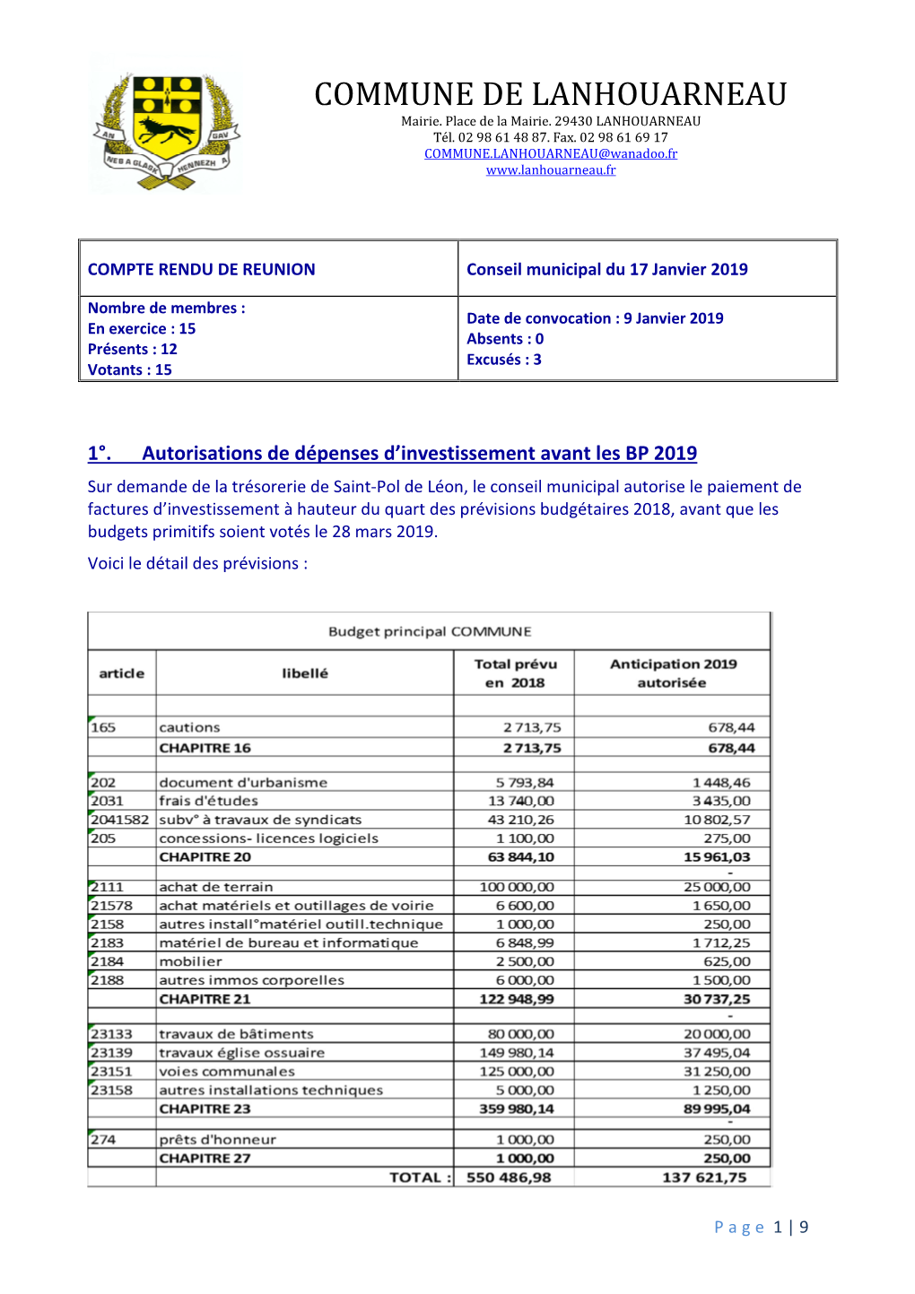 Cr 17 Janvier 2019