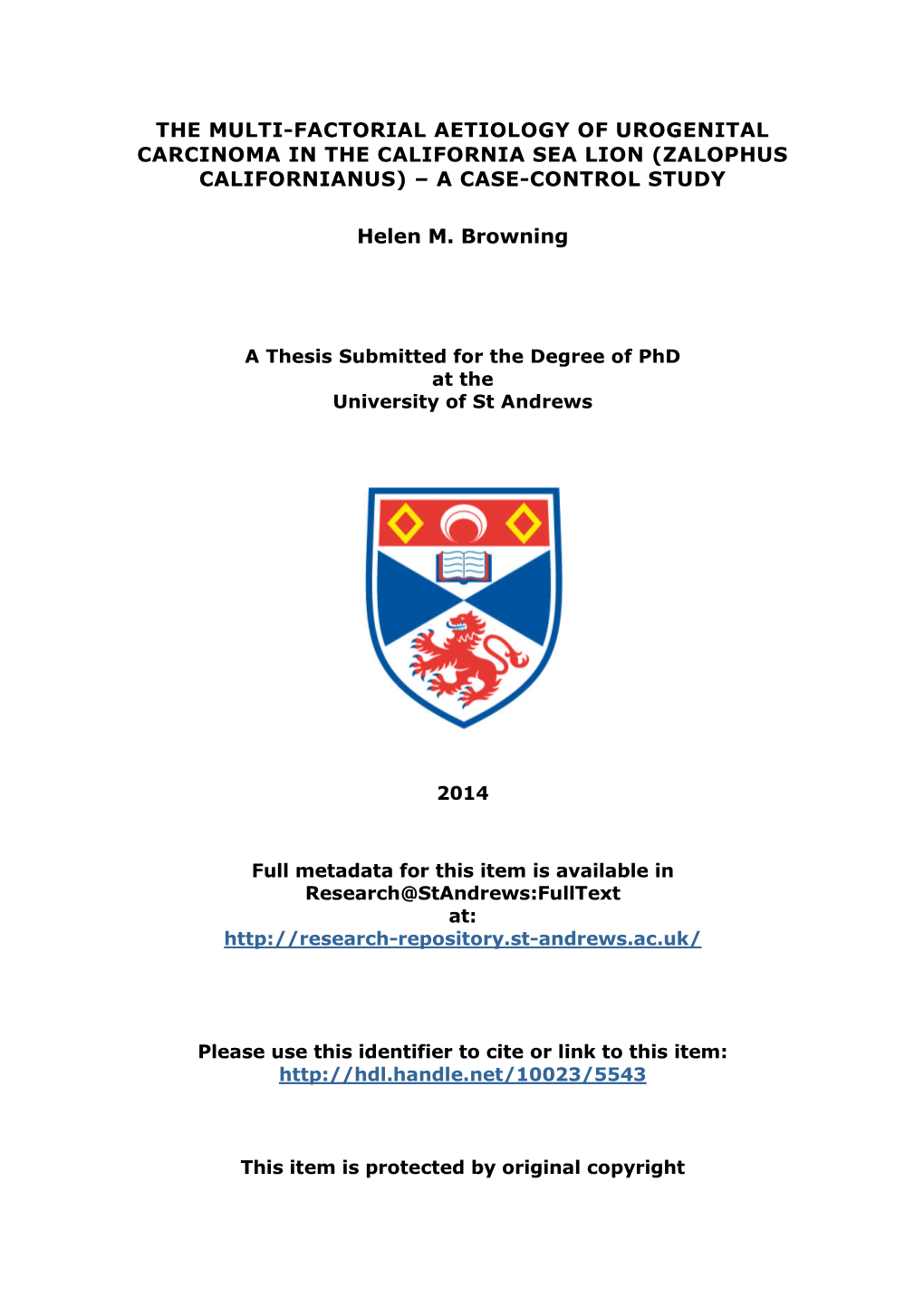 Helen M. Browning Phd Thesis