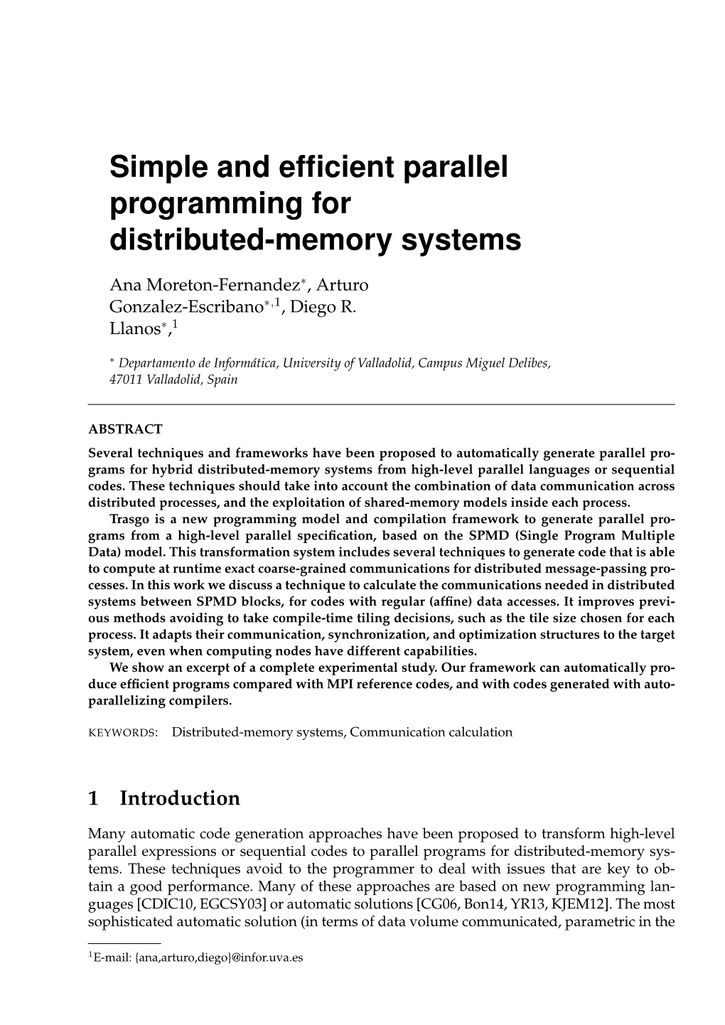 Simple and Efficient Parallel Programming for Distributed