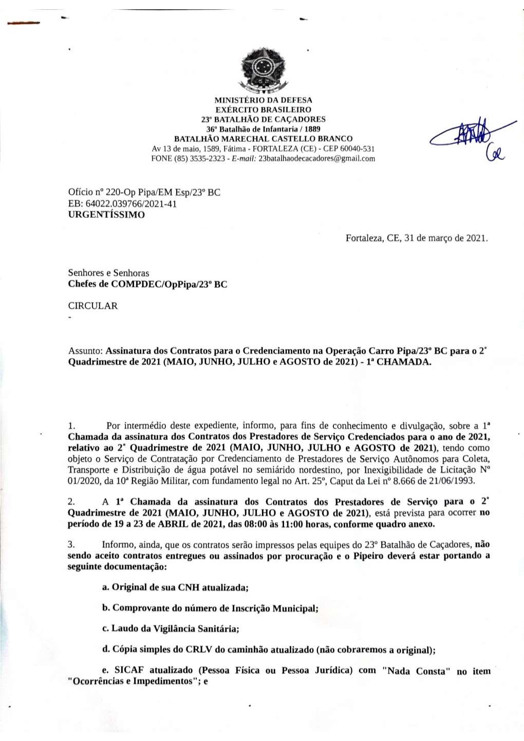 24. Assinatura De Contrato Para O 2º Ciclo De 2021