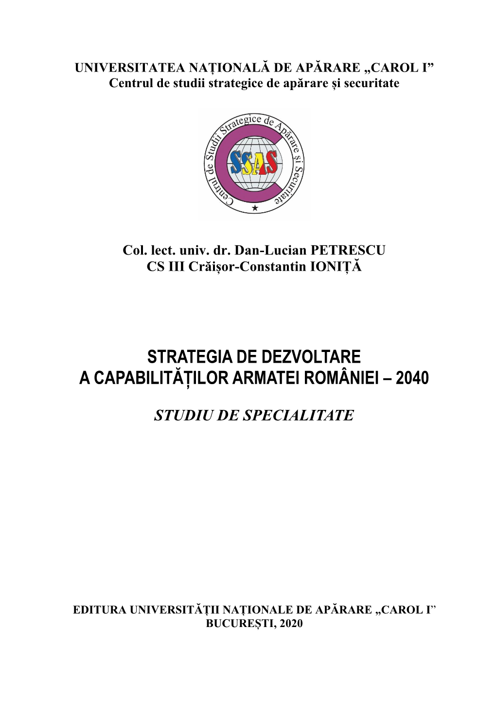 Strategia De Dezvoltare a Capabilităților Armatei României – 2040