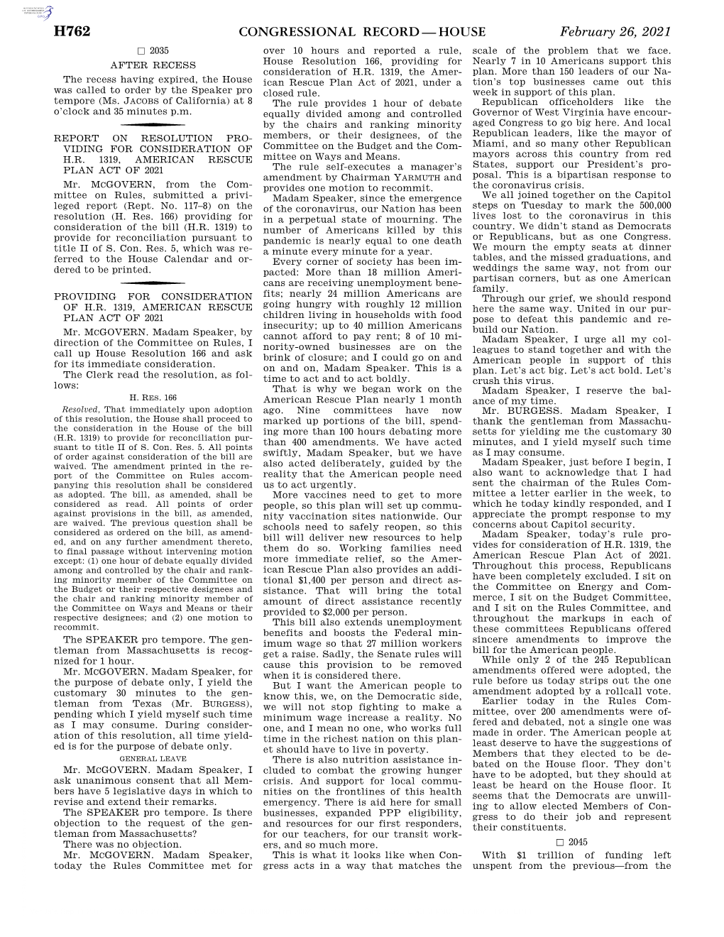 Congressional Record—House H762
