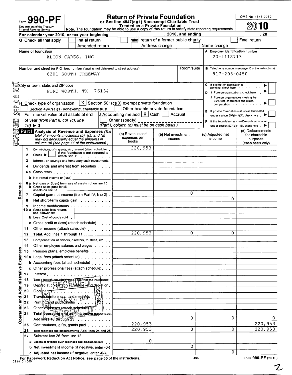 990 PF Return of Private Foundation