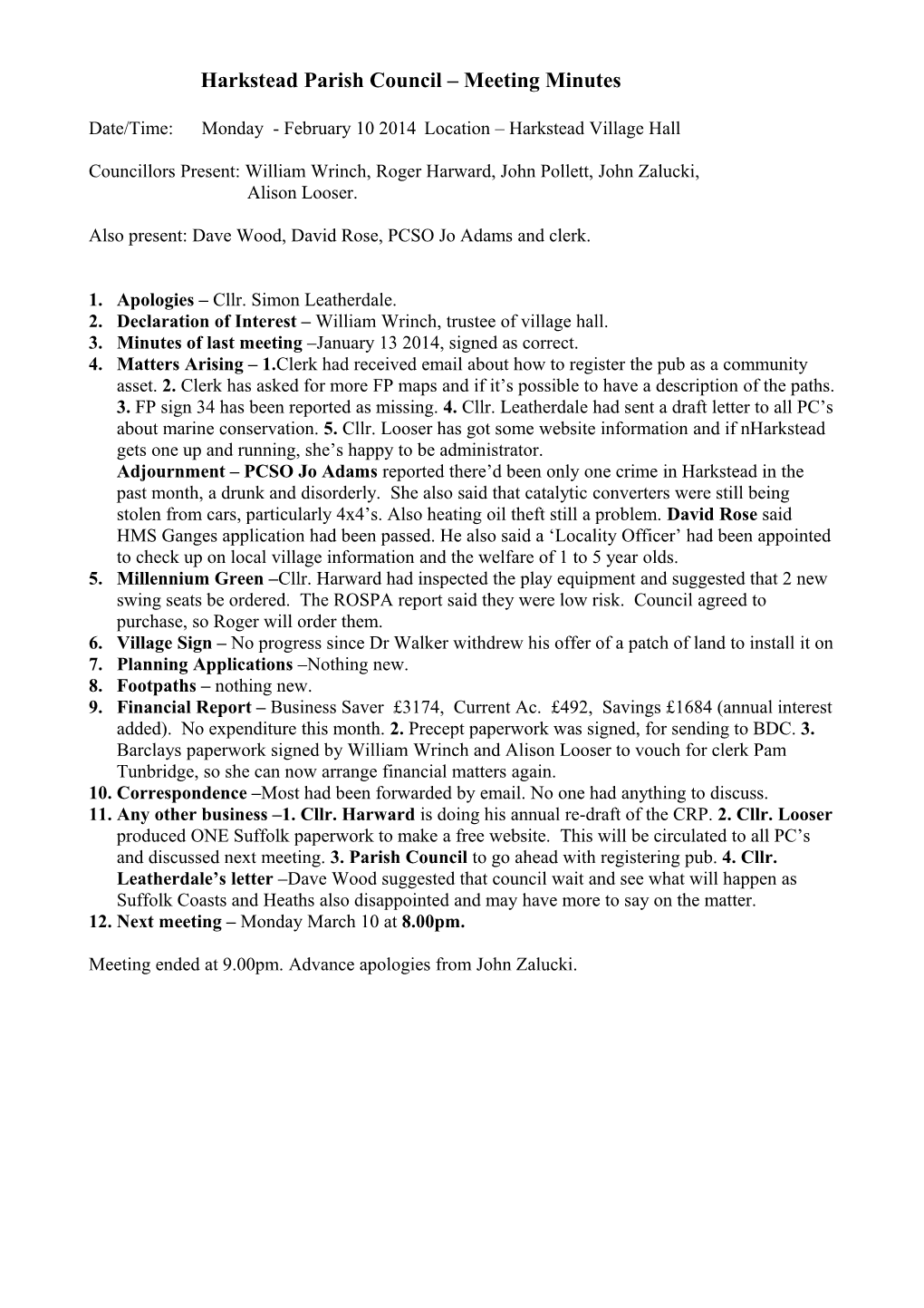 Harkstead Parish Council Meeting Minutes s1