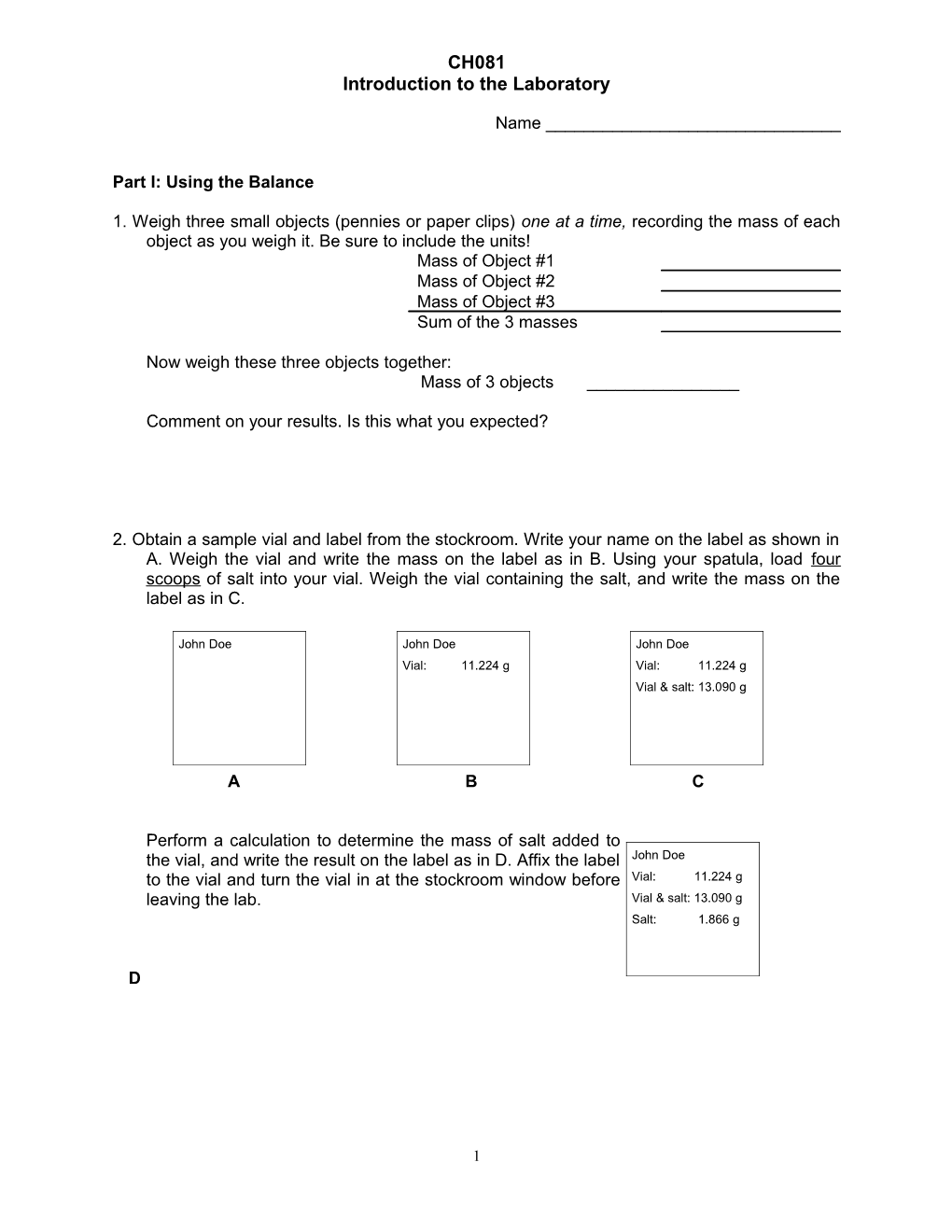 Part I: Using the Balance