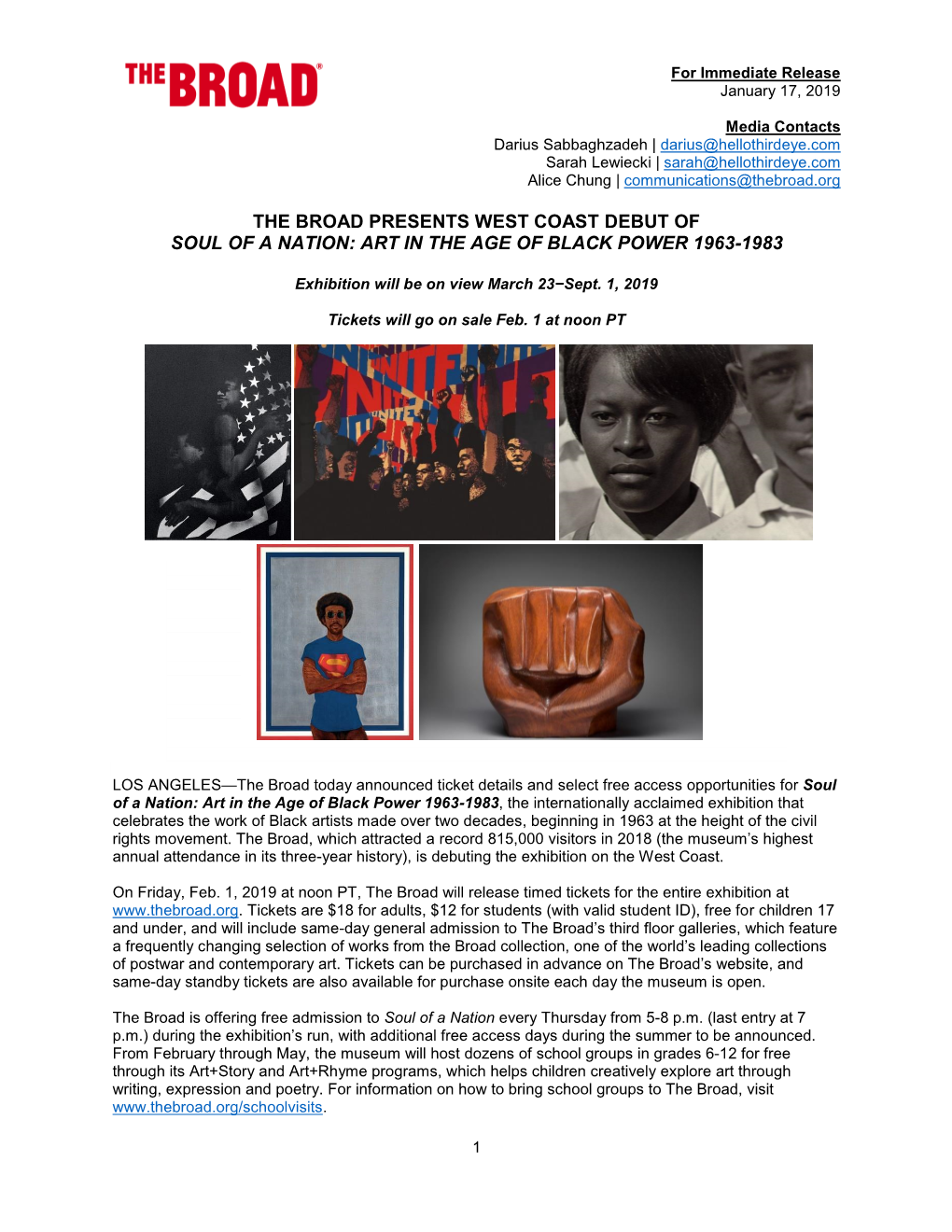 The Broad Presents West Coast Debut of Soul of a Nation: Art in the Age of Black Power 1963-1983