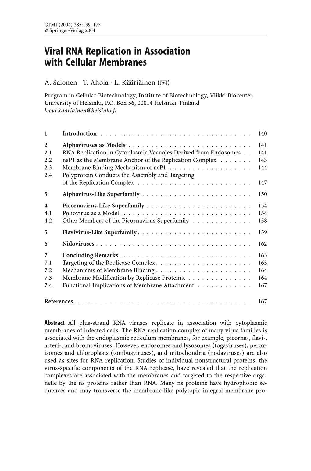 Viral RNA Replication in Association with Cellular Membranes