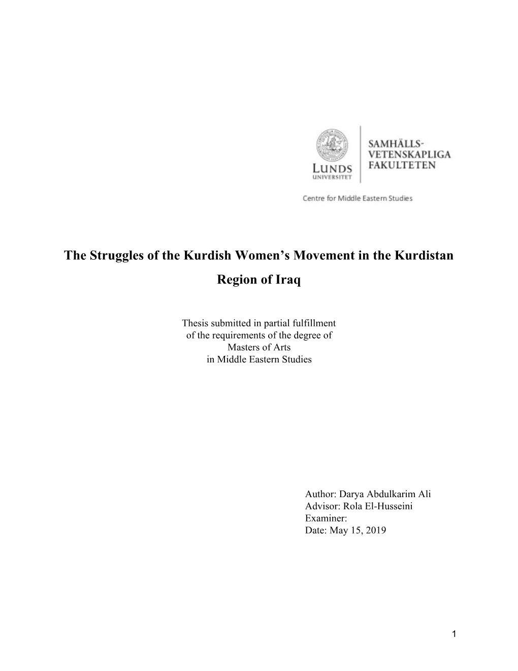 The Struggles of the Kurdish Women's Movement in the Kurdistan Region