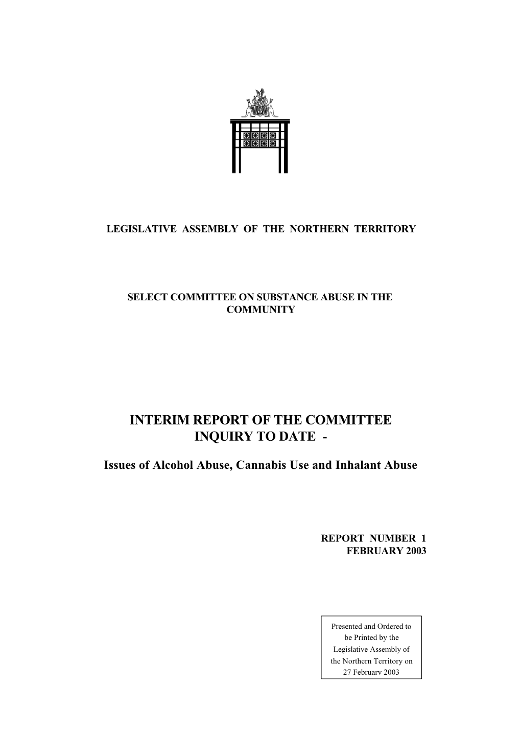 Interim Report of the Committee Inquiry to Date