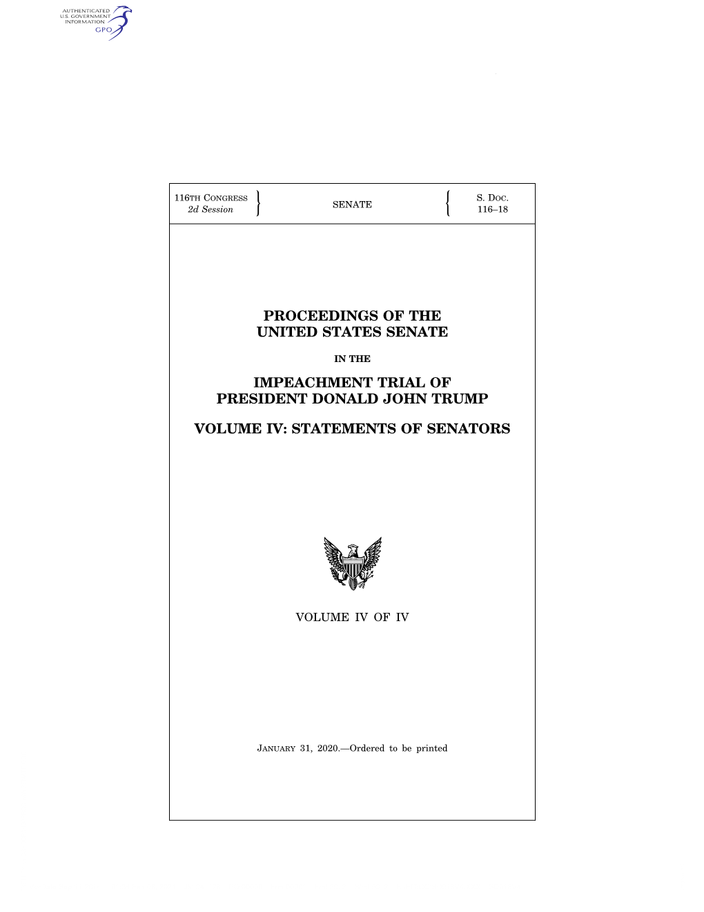 Proceedings of the United States Senate