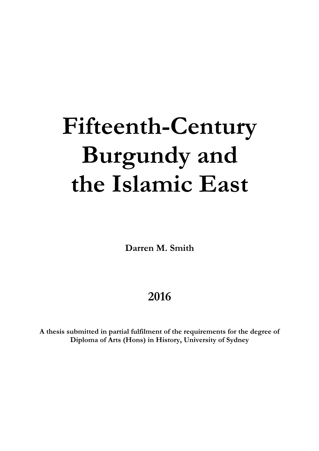 Fifteenth-Century Burgundy and the Islamic East