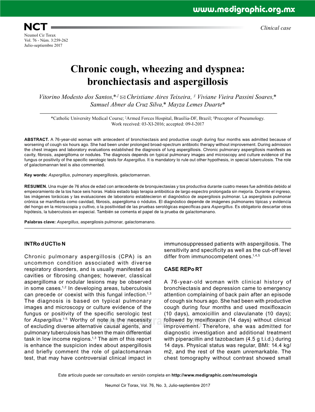 Chronic Cough, Wheezing and Dyspnea