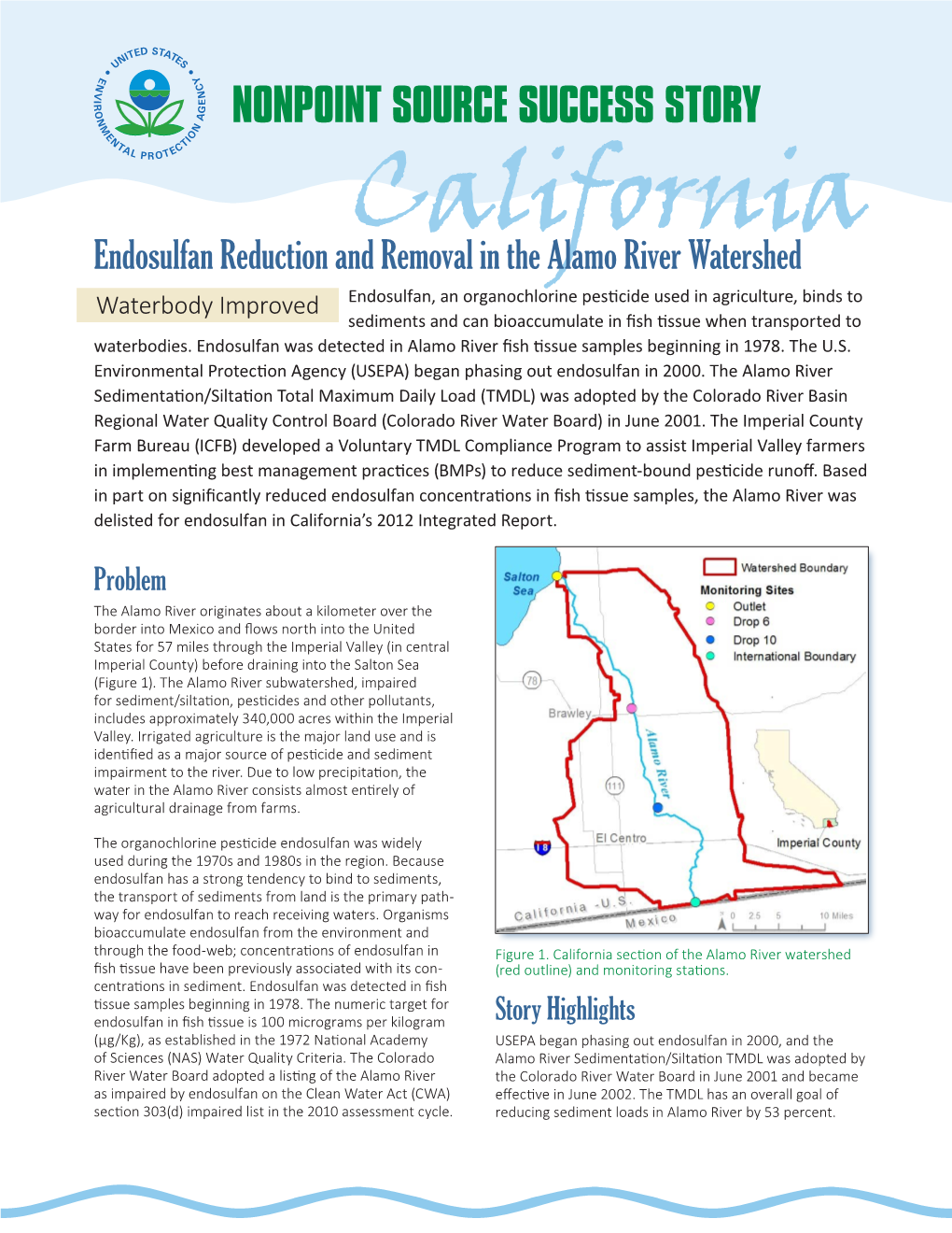 Endosulfan Reduction and Removal in the Alamo River Watershed (EPA