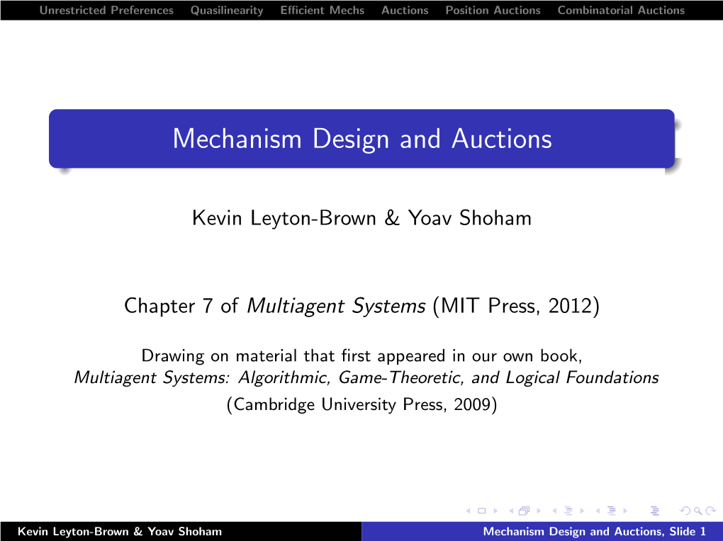 Mechanism Design and Auctions