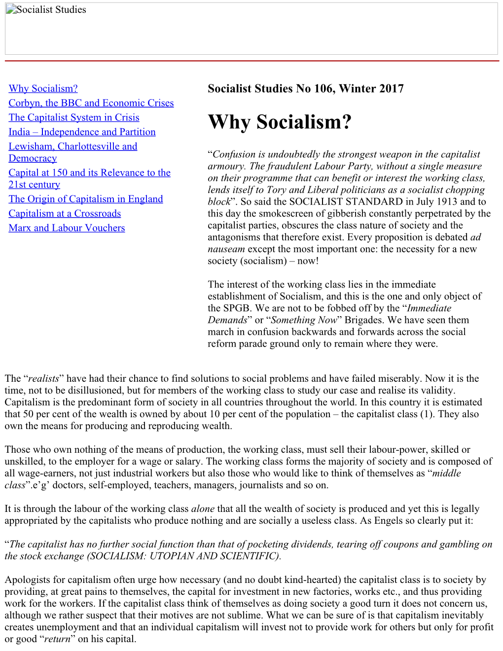 Why Socialism?